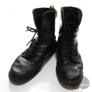 YGG* Британия производства Dr.Martens Dr. Martens 8 отверстий сапоги чёрный есть перевод UK9 чёрная кожа мужской Англия производства 