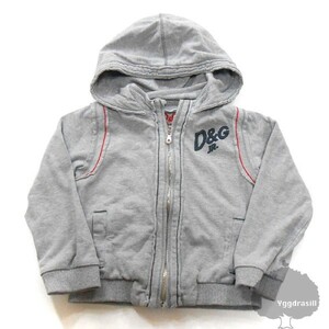 YGG* genuine article D&G JUNIOR Zip up Parker thick tops gray 90ti- and ji- child clothes Kids grey unisex with a hood .