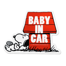 スヌーピー SNOOPY マグネットセーフティサイン ハウス BABY IN CAR 赤ちゃん乗ってます 車 W161mm×D1mm×H125mm/明邦 MEIHO SN54_画像1