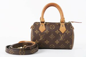 【美品】LOUIS VUITTON ヴィトン モノグラム ミニスピーディ ハンド ショルダー ポーチ バッグ ボストン型 ブランド【PO74】