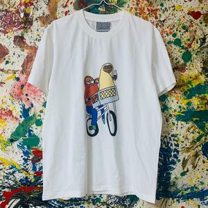 ET アバンギャルド メンズ Tシャツ 個性的 新品 レトロ リプリント 白