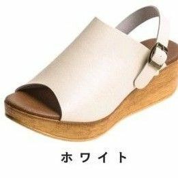 【即納】 ホワイト サンダル 2way 厚底 5cm ウェッジソール サボサンダル / 靴 レディースシューズ 婦人靴