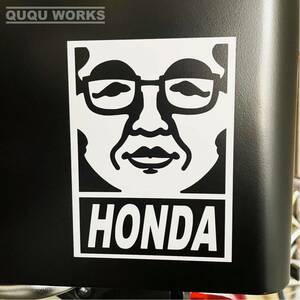 【カッティングステッカー】本田宗一郎ステッカーOBEY風 ホンダ HONDA 本田宗一郎 車 バイク カスタム 本田技研工業 似顔絵 エンブレム