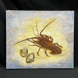 Art hand Auction [Sin marco] Pintura al óleo de Keishiro Hisataka Seafood Firmado, Cuadro, Pintura al óleo, Naturaleza muerta