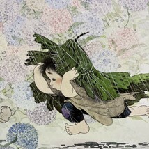 【額装】絵画 アートプリント 中島 潔 「通り雨」 共箱あり_画像9