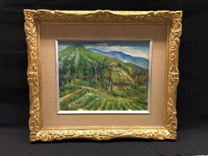 【額装】　絵画　油彩画　風景画　サインなし　額：縦56㎝×横65㎝×厚み8㎝　ガラスなし