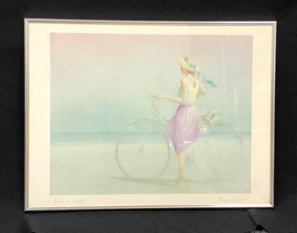 [Enmarcado] Cuadro de Pierre Polignac Donna con bicicletta Mujer con bicicleta Impresión Firmada Marco: Alto 47, 5 cm x Ancho 62, 5 cm x Grosor 2 cm, Obra de arte, Cuadro, otros