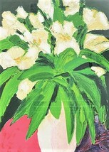 【額装】 油彩画 静物画 リトグラフ ユリ 画家サイン有り_画像2