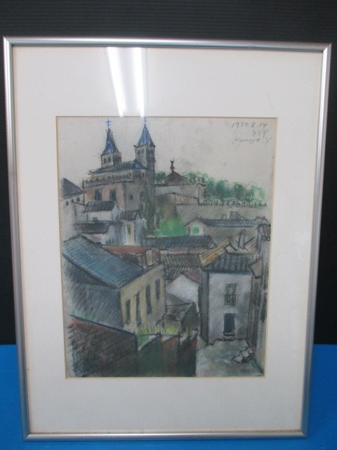 [Cuadro pastel] Toledo [Kenzo.Y] Firmado por el artista Enmarcado (aprox.): Alto 62 cm x Ancho 47 cm x Grosor 2 cm Sin marco de cristal (KM22Z530), obra de arte, cuadro, pintura al pastel, dibujo con crayón