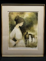 【額装】 絵画 シルクスクリーン ベルナール・シャロワ 「馬」 共箱有り サイン有り_画像1