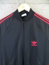 9190m35◆80sヴィンテージ◆アメリカ製◆黒×赤◆adidas アディダス ATP トレフォイル トラックジャージ ジャケット M/3ストライプ/USA古着_画像3