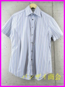 【送料300円可】3011m82◆日本製◆Paul Smith ポールスミス 半袖ストライプシャツ M/ドレスシャツ/ジャケット/トラッドビジネス/メンズ男性