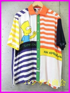 【送料300円可】6280m18◆イタリア製◆CASTELBAJAC カステルバジャック【シンプソンズ SIMPSON】半袖レーヨンシャツ M/ジャケット/アロハ