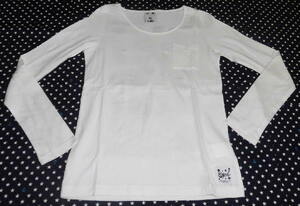  used x-girl. long sleeve cut and sewn 2(M) white . pocket 