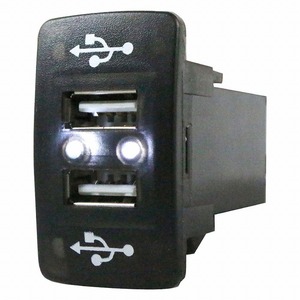 【ホンダA】 ゼストスパーク H18.3～H24.11 LED/ホワイト 2口 USBポート 充電 12V 2.1A 増設 パネル USBスイッチホールカバー 電源