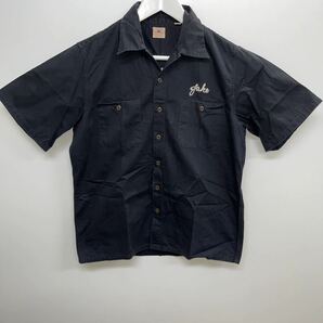 ◆オススメ◆SUGAR CANE 刺繍入半袖ワークシャツ ブラック　HERRINGBONE WORK SHIRT W/EMB'D [ Murphy's ]サイズS 定価12390円税込