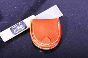 handmade本革コンパクト馬蹄型半円型小銭入れコインケース手縫い赤茶