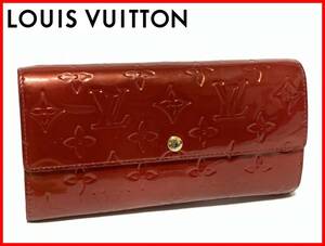 即決 LOUIS VUITTON ルイヴィトン ヴェルニ 二つ折り 財布 赤 ウォレット レディース メンズ K2