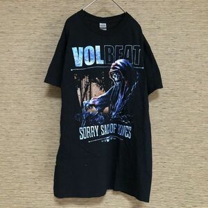 ギルダン 半袖Tシャツ　ヴォルビート volbeat　バンT　ドクロ　死神　黒50 古着　入手困難　激レア　希少 人気　ビッグロゴ　バンド