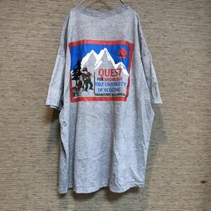 ジャージーズ　90s 半袖Tシャツ　カレッジロゴ　登山　ハイキング　山　グレー37 古着　入手困難　激レア 希少 人気 ビッグサイズ ゆるだぼ