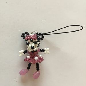 MinnieMouse Disney ディズニー ビーズ ストラップ ミニーマウス ミニーちゃん　マスコット　キャラクター　グッズ　