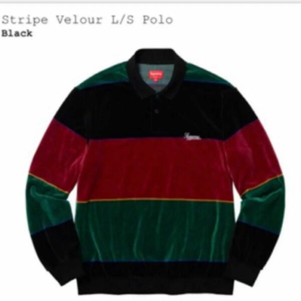 supreme 19AW Stripe Velour L/SPolo