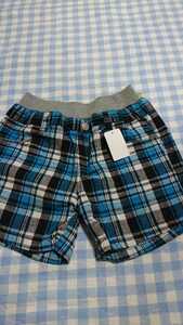 !142* unused * storage goods * girls check short pants blue 140