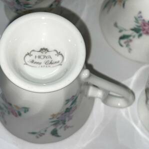 ◆HOYA Bone China  ホヤ 金彩 花柄 カップ ４客セット◆ ＆◆PEARL 金彩 花 ポット◆ 陶器 未使用の画像6