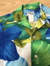 良品☆USA製／1970's PACIFIC ISLE CREATIONS Hawaii 大柄なハイビスカス花柄 オリジナルビンテージアロハシャツ XS表記／日本M相当 襟芯入_画像4