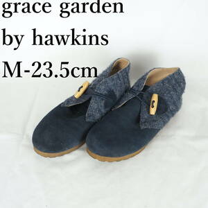 EB3078*grace garden by hawkins*グレースガーデン ホーキンス*レディースショートブーツ*M-23.5cm*ネイビー