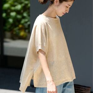 新品 FRAMeWORK フレームワーク Li/Pe ワイドプルオーバー ベージュ