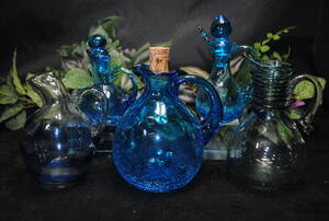 0.263[5 point set ] glass. pitcher *te Canter * blue group * interior * cover attaching equipped * handicraft 