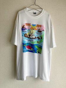 fabric art 90s usa製 プリント Tシャツ アート ラッコ 90年代 vintage ヴィンテージ ビンテージ アメリカ製 ファブリックアート
