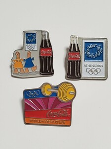 オリンピック　ピンバッジ　三点　アテネ　ビンテージ　コカ・コーラ　Coca-Cola　
