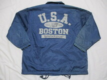 NB ニューバランス USA BOSTON 背ロゴ コーチジャケット 紺 L ヴィンテージ_画像1