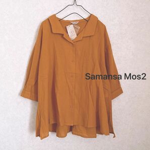 Samansa Mos2 / サマンサ モスモス リネン混ブラウス 半袖 シャツ