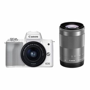  б/у 1 год гарантия прекрасный товар Canon EOS Kiss M2 двойной zoom комплект 15-45mm 55-200mm белый 