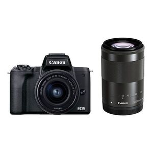 中古 １年保証 美品 Canon EOS Kiss M2 ダブルズームキット 15-45mm 55-200mm ブラック