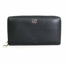 グッチ GUCCI ラウンドファスナー長財布 レザー ブラック h29455a_画像1