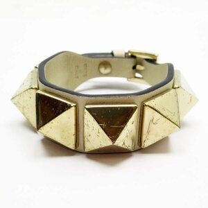  Valentino galava-niValentino Garavani bracele leather / metal ivory × Gold t18882a