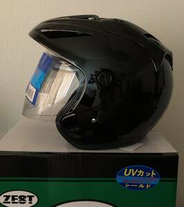 新品　ZEST　GRACE HELMET　テレオツータイプヘルメット　ZT-202　ブラック　Lサイズ　UVカットシールド付き