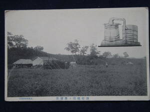 　戦前北海道の重要産業　薄荷｛ハッカ｛栽培と蒸留器の絵はがき