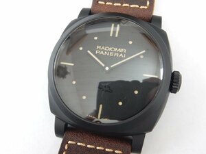 1,48 млн. [Красивые товары] Panerai Panerai Radio Ead 1940 Cheramica 3 Days Pam00577 Back SkeBlack Dial Watch Men's Hand -обратный кожаный ремень