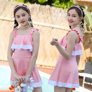 mineka夏セール キッズ水着 訳有品 スイミング ワンピース スクール 女の子 水着 泳ぐ 海遊び ピンク 可愛い 海水浴 120cm 222628/6T