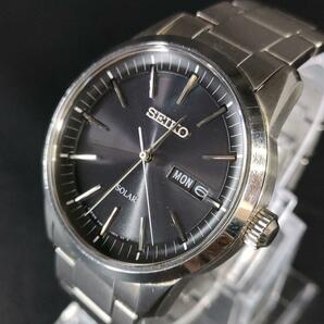 極美品【稼働品】SEIKO　セイコー　V158　ブラック　シルバー　ソーラー