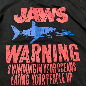 【JAWS】WARNING / サメ注意 / ブラック★選べる5サイズ/S M L XL 2XL/ヘビーウェイト 5.6オンス