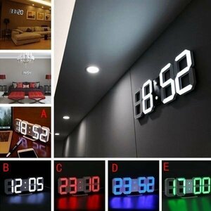 即決) 壁掛け時計 インテリア デジタル ウォールクロック LED Digital Numbers Wall Clock 選べる4色