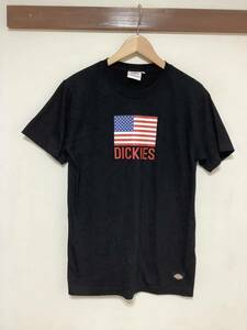 nu1157 Dickies Dickies short sleeves T-shirt M black America national flag 