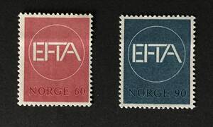 ノルウェーの切手 E.F.T.A. テーマ　欧州自由貿易連合 1967.1.16発行 ２種