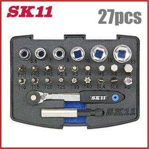 SK11 スリムラチェットドライバーセット SRD-2227 ショートソケット ソケットレンチ ラチェットセット 工具セット ツールセット
